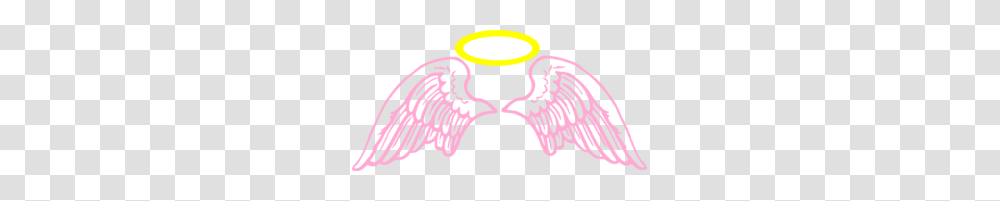 Cute Pink Angel Wings With Halo Clip Art Tattoos, Logo, Trademark, Stencil Transparent Png