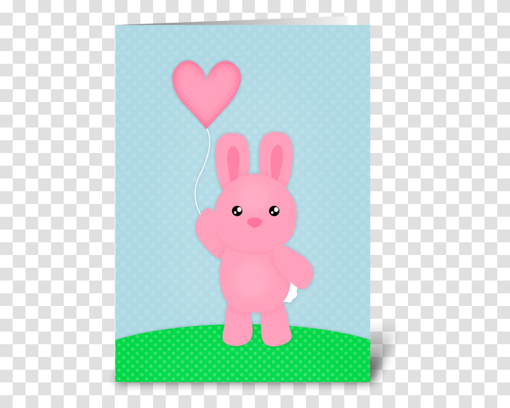 Cute Pink Bunny Greeting Card Cartoon, Toy, Indoors, Bathroom, Heart Transparent Png