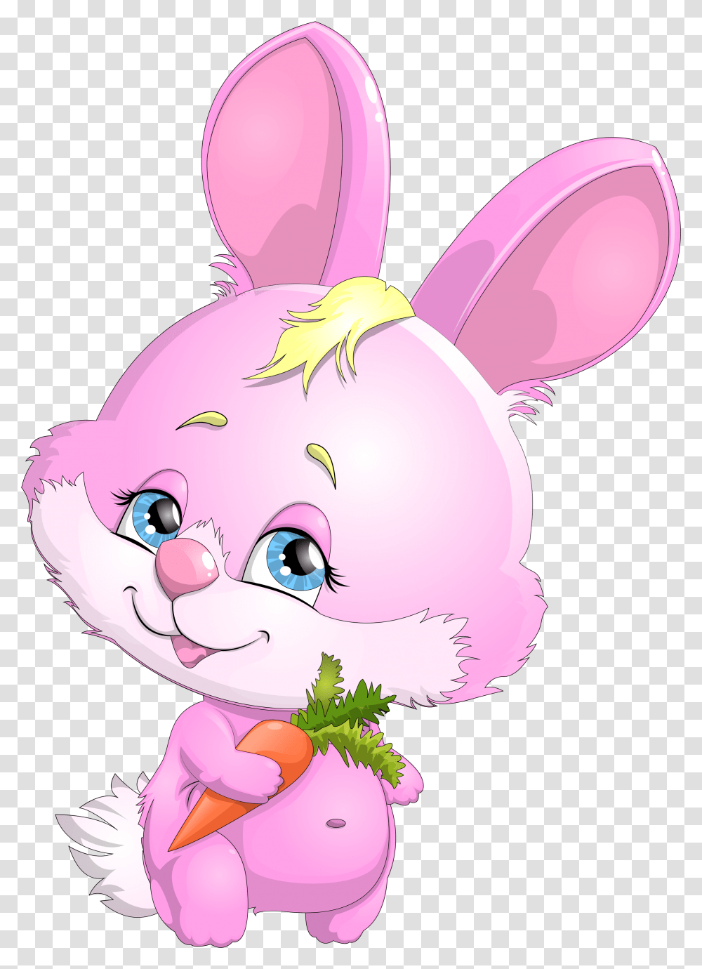 Cute Pink Bunny With Carrot Clipart Picture Cute Pink Rabbit Clipart, Plant, Piggy Bank, Animal, Mammal Transparent Png