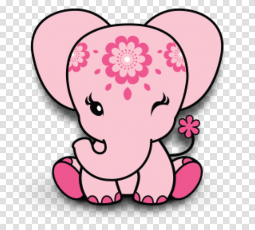 Cute Pink Elephant Download Pink Baby Elephant Cartoon, Animal, Mammal, Wildlife, Label Transparent Png