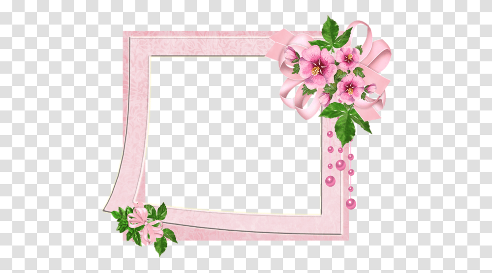 Cute Pink Photo Frame With Flowers Lijst Border Cute Flower Frame, Plant, Floral Design, Pattern, Graphics Transparent Png