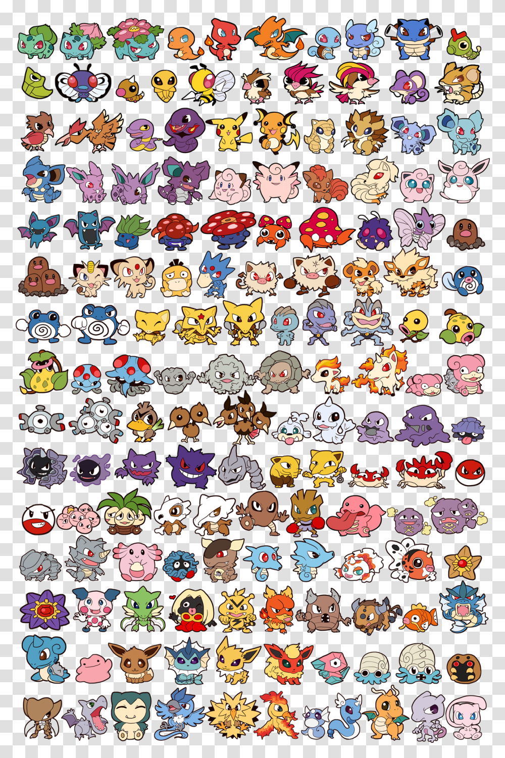 Cute Pokemon And Mewtwo Pokemon All Kanto Pokemon, Rug, Pattern, Quilt, Angry Birds Transparent Png