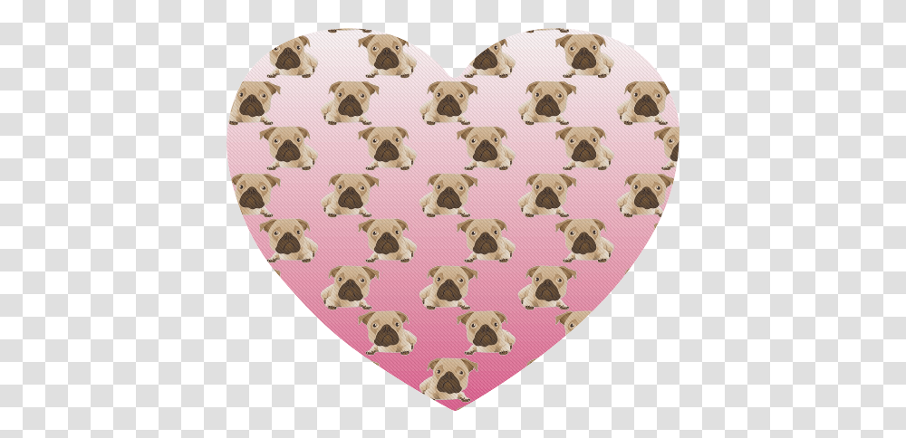 Cute Pugs On Pink Gradient Background Heart Shaped, Rug, Mousepad, Mat, Plectrum Transparent Png