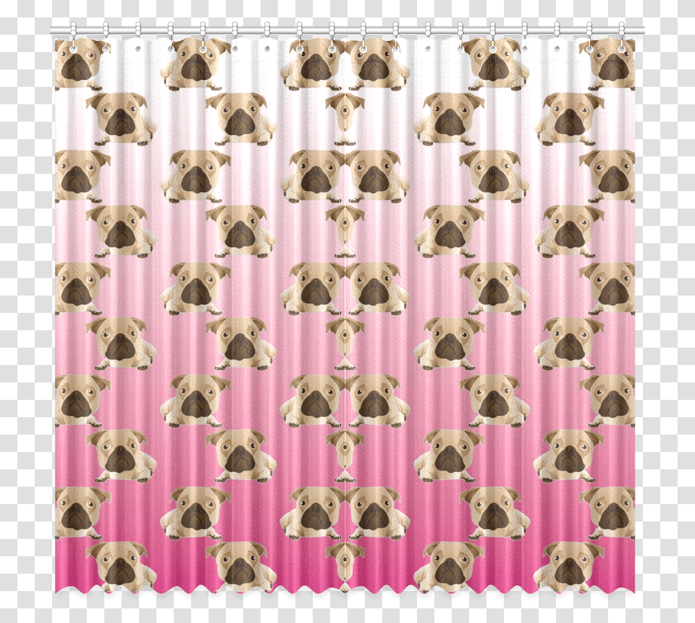 Cute Pugs On Pink Gradient Background Window Curtain Pug, Shower Curtain, Texture Transparent Png
