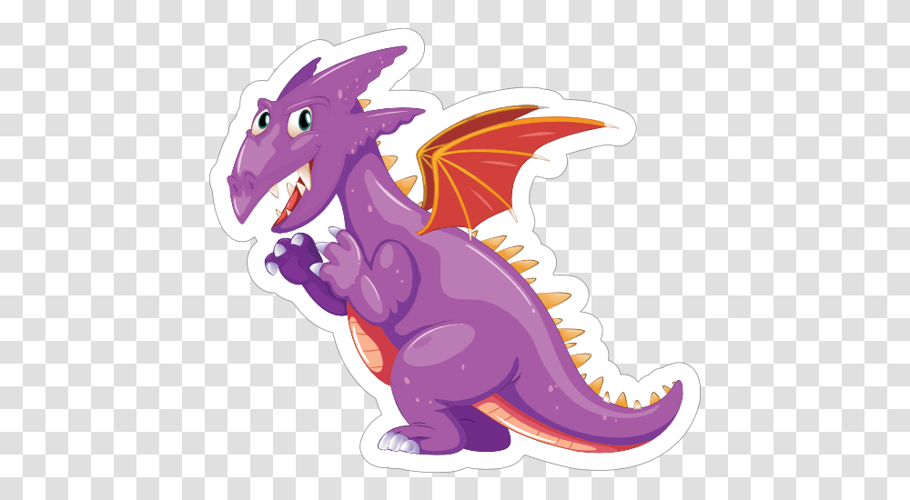 Cute Purple And Orange Dragon Sticker Dragon With Wings, Animal, Reptile Transparent Png