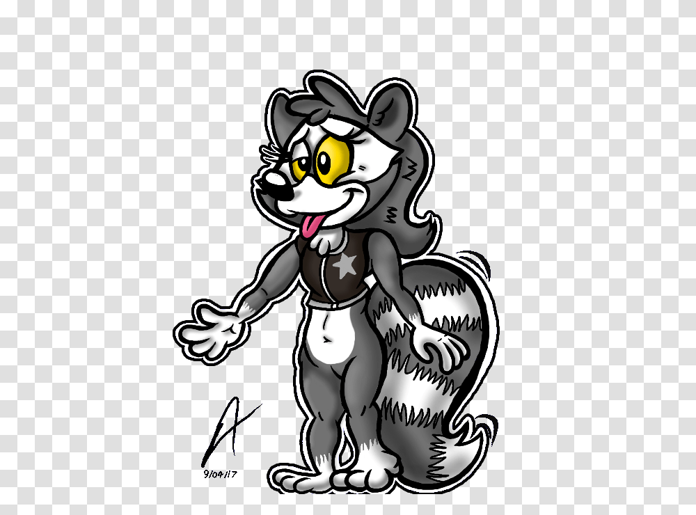 Cute Raccoon Girl Bottomless Wearing A Vest, Label, Mammal, Animal Transparent Png
