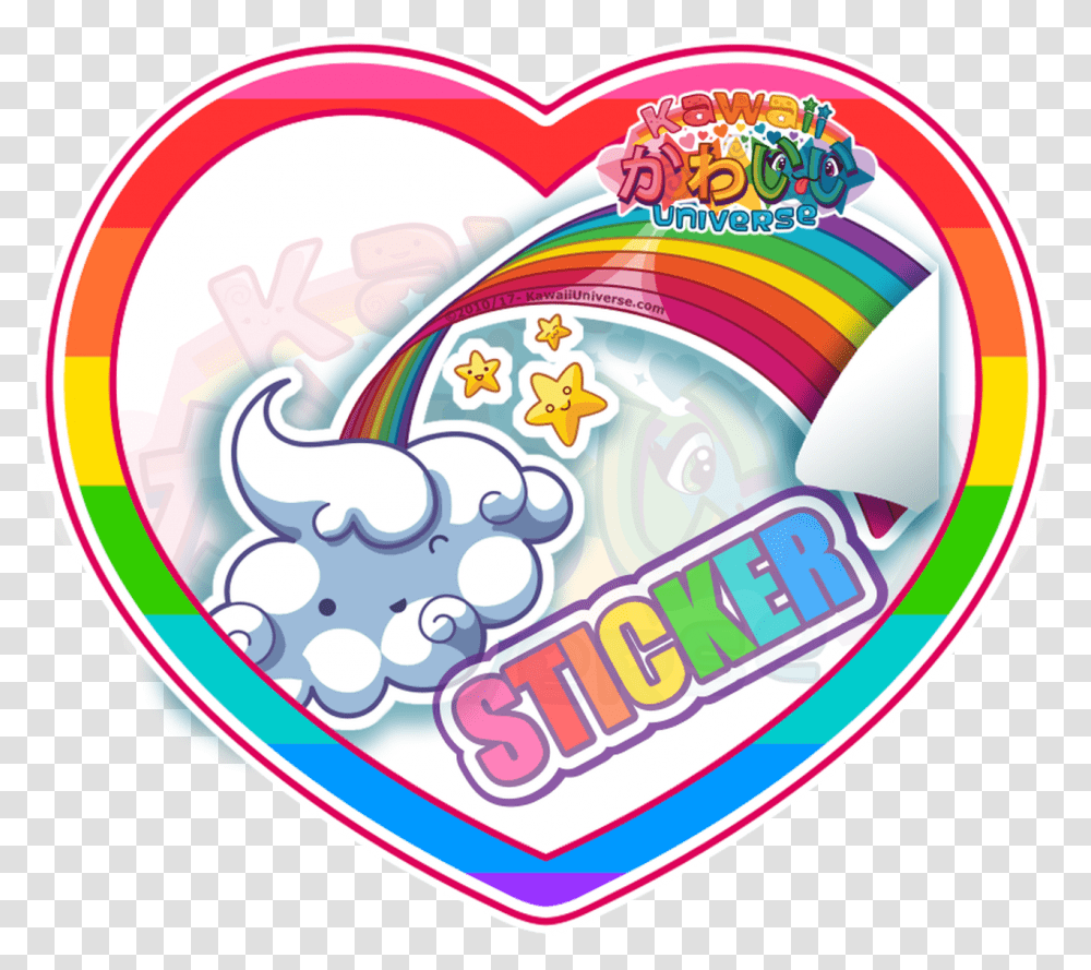 Cute Rainbow N Cloud Sticker Kawaii, Label Transparent Png