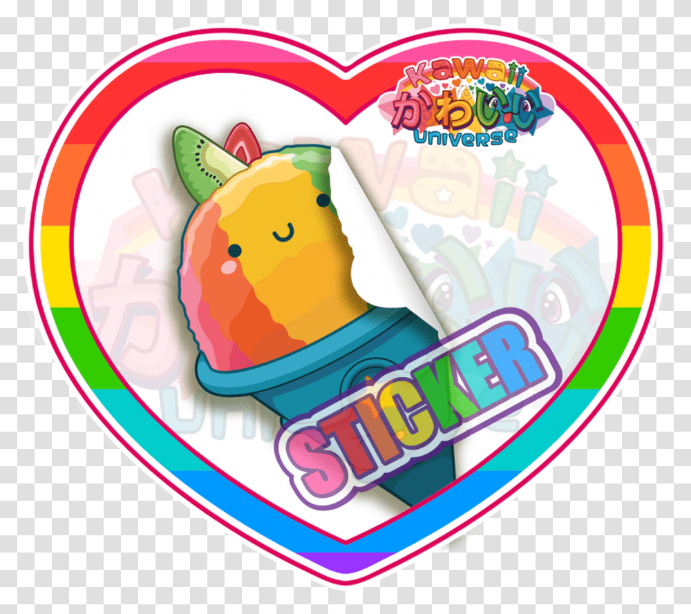 Cute Rainbow Shaved Ice Sticker Clip Art, Meal, Food, Dish, Birthday Cake Transparent Png