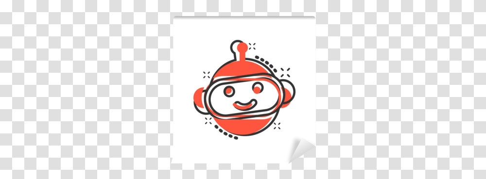 Cute Robot Chatbot Icon In Comic Style Happy, Label, Text, Sticker, Performer Transparent Png