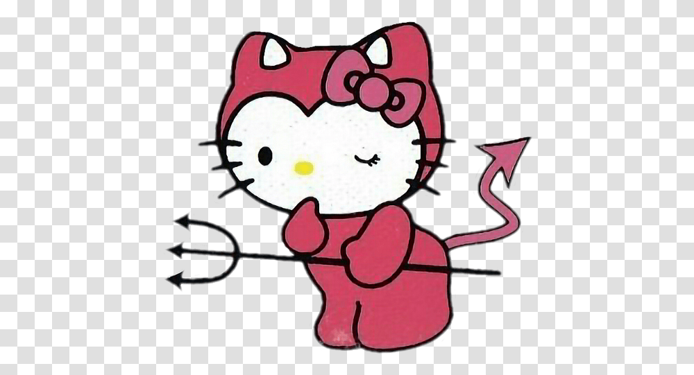 Cute Sanrio Hello Kitty Devil Demon Dressup Devil Hello Kitty, Hand, Label, Cupid Transparent Png
