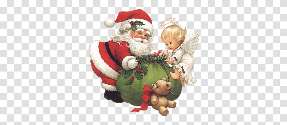 Cute Santa And Angels Santa Angel Clipart, Performer, Person, Human, Teddy Bear Transparent Png