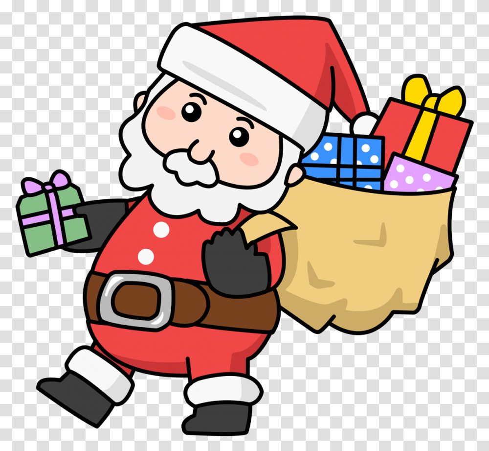 Cute Santa And Reindeer Clipart Christmas Cute Cartoon Santa, Elf, Chef Transparent Png