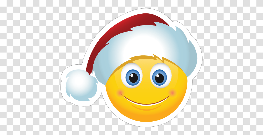 Cute Santa Claus Hat Christmas Emoji Sticker Emoji With Christmas Hat, Nature, Outdoors, Animal, Sea Life Transparent Png