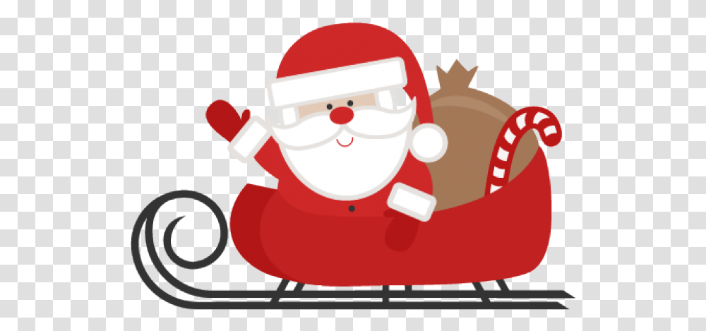 Cute Santa Clipart Clip Art Christmas Sleigh, Nature, Outdoors, Snow, Winter Transparent Png