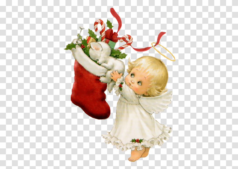 Cute Santa Cute Angel Free Clipart Cute Santa And Cute Angels For Christmas, Christmas Stocking, Gift, Snowman, Winter Transparent Png