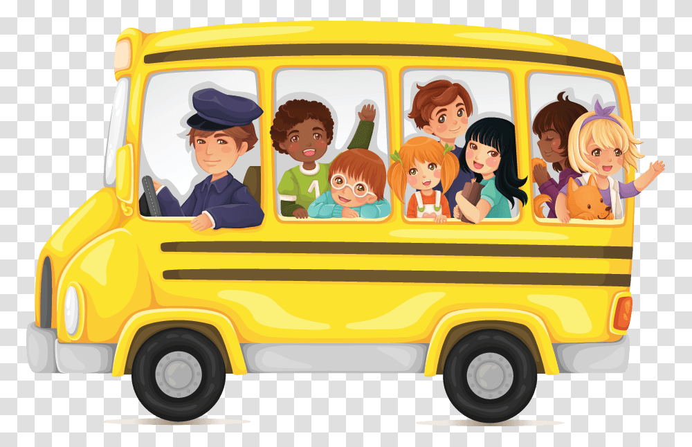 Cute School Bus Clipart, Vehicle, Transportation, Person, Human Transparent Png