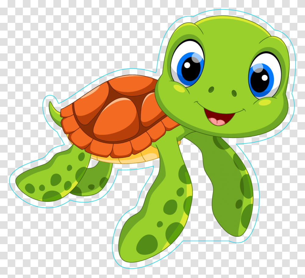Cute Sea Turtle Cartoon Sticker Cartoon Baby Sea Turtle, Animal, Amphibian, Wildlife, Frog Transparent Png