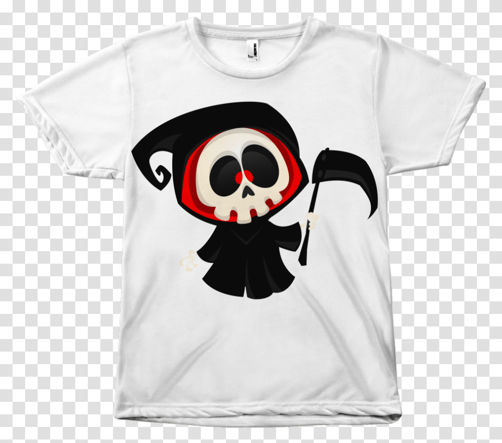 Cute Skull T Shirt Skull Reaper Cartoon, Apparel, T-Shirt Transparent Png
