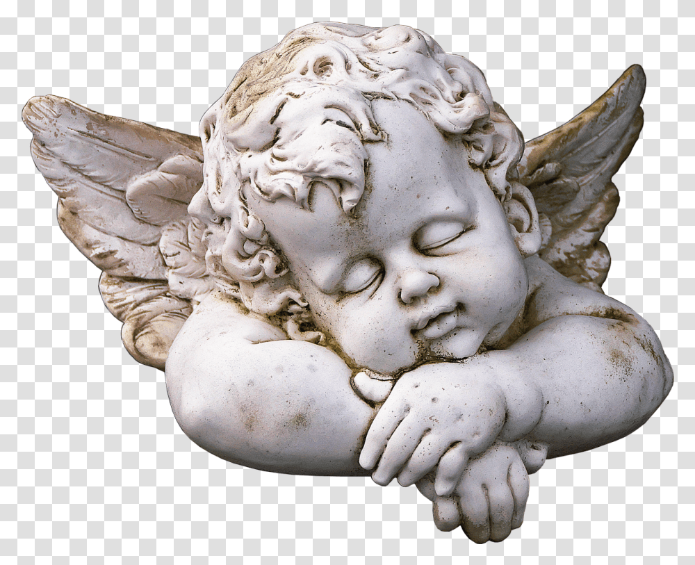 Cute Sleeping Angel Statue Angel Statue, Sculpture, Art, Fungus, Figurine Transparent Png