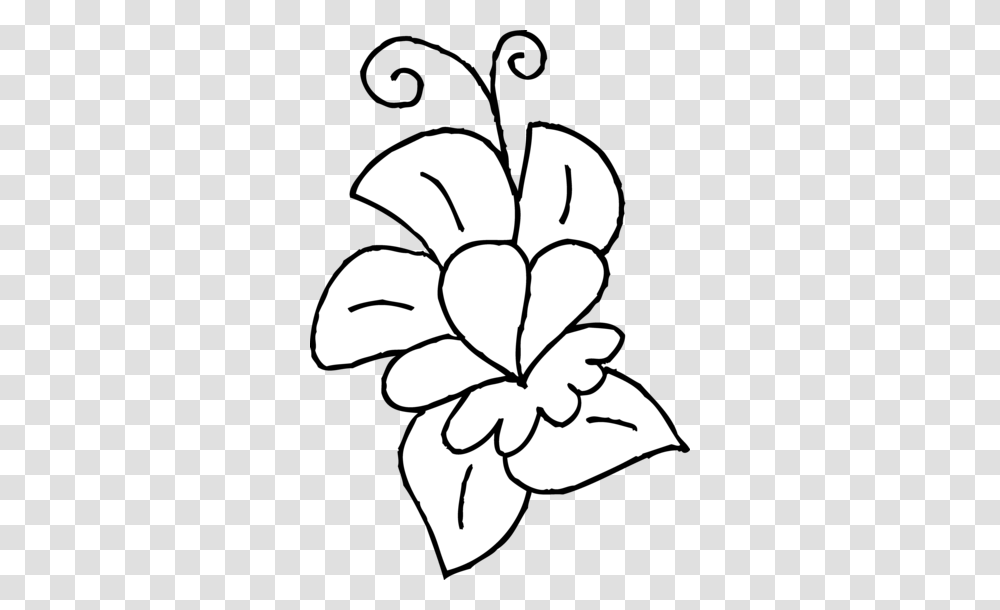 Cute Spring Flower Coloring, Stencil, Plant, Blossom, White Transparent Png