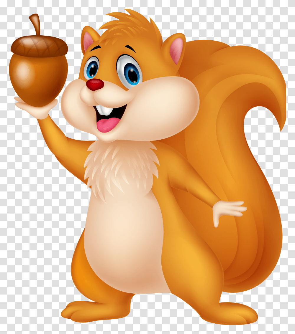 Cute Squirrel With Acorn Cartoon Clipart Squirrel With Nut Clipart Transparent Png