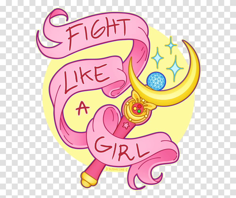 Cute Stickers Fight Like A Girl Sailor Moon, Label Transparent Png