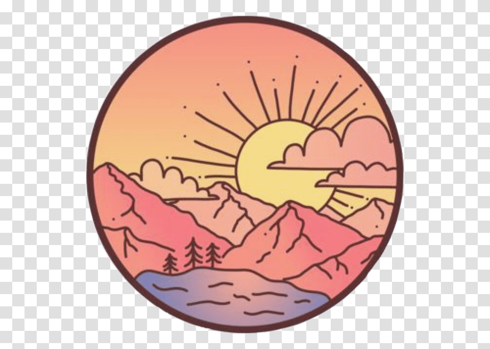 Cute Sunset Sun Sunrise Mountains Lake Vsco Redbubble Sticker Sunset, Coin, Money, Label Transparent Png