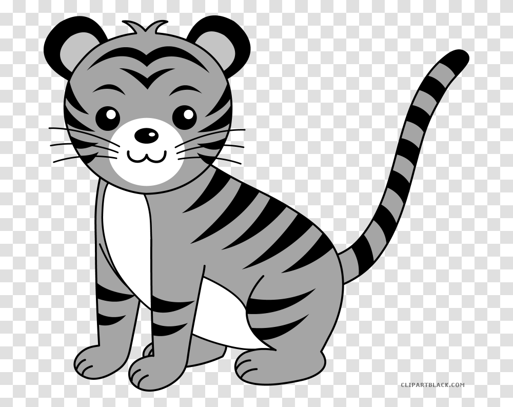 Cute Tiger Animal Free Black White Clipart Images Clipartblack Cute Tiger Drawing Easy, Cat, Pet, Mammal, Egyptian Cat Transparent Png