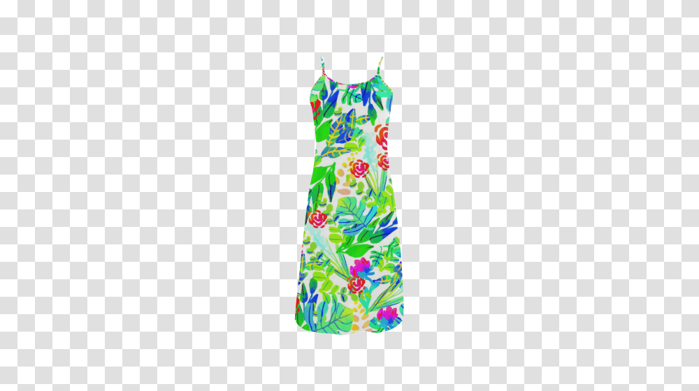 Cute Tropical Watercolor Flowers Alcestis Slip Dress, Apparel, Evening Dress, Robe Transparent Png
