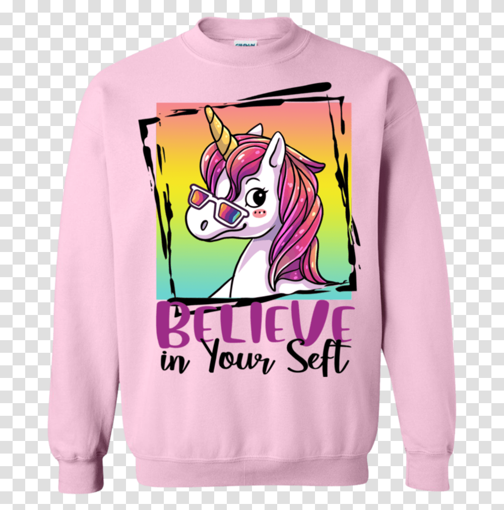 Cute Unicorn Believe In Your Self Inspirational Girls, Apparel, Sleeve, Long Sleeve Transparent Png