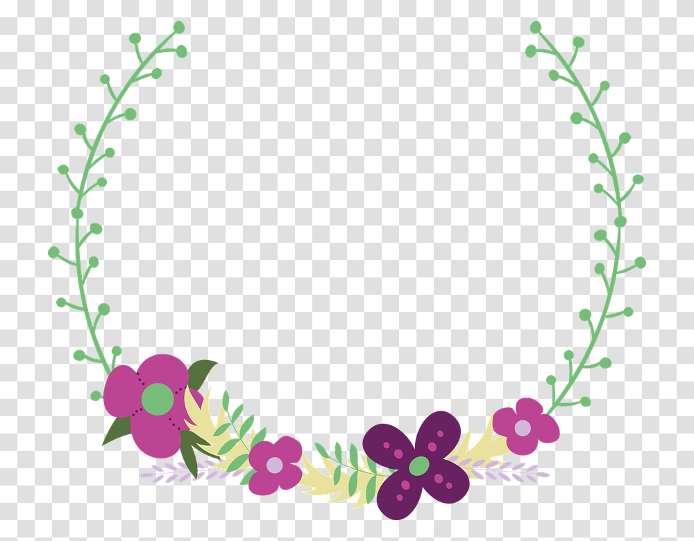 Cute Unicorn In Wreath Frame Clipart, Floral Design, Pattern, Plant Transparent Png