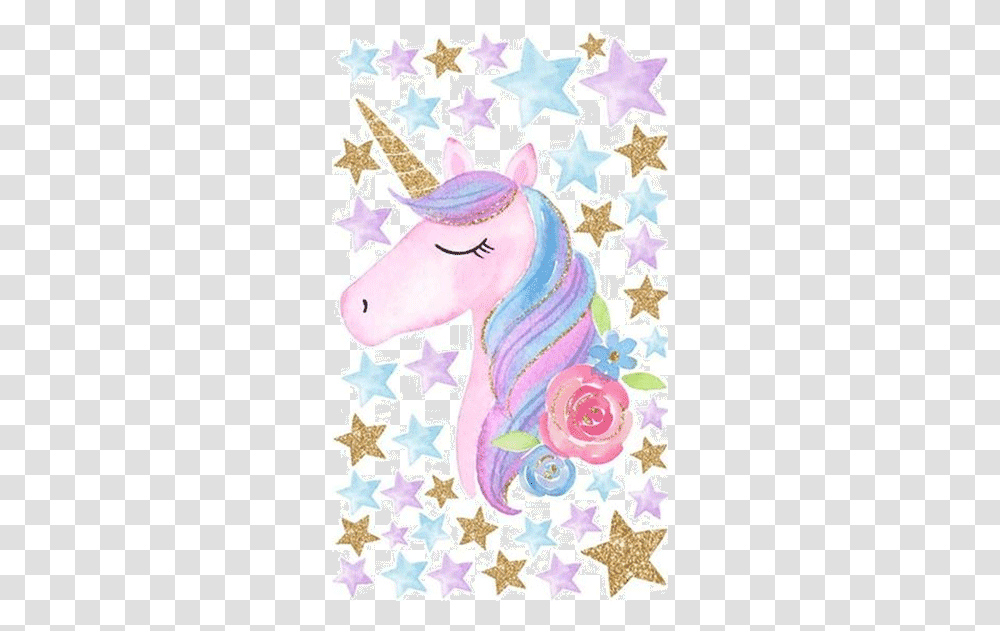 Cute Unicorn Star Wall Decal Mane, Icing, Cream, Cake, Dessert Transparent Png