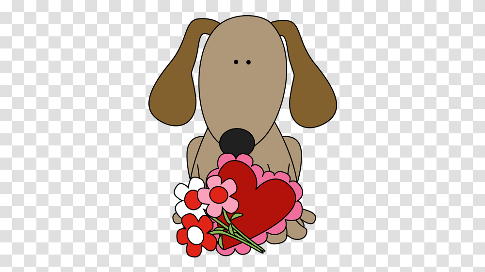 Cute Valentine Animal Clip Freeuse Dog Valentine Clipart, Plant, Graphics, Cushion, Tree Transparent Png