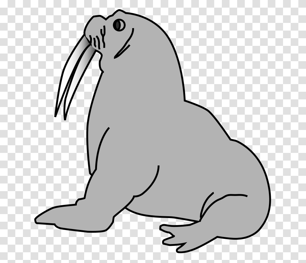 Cute Walrus Clipart Black And White Free, Animal, Mammal, Sea Life Transparent Png