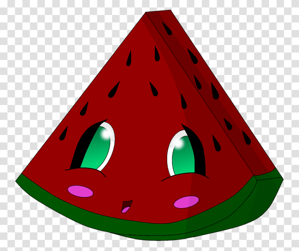 Cute Watermelon Cartoon Drawing Watermelon With A Cute Face, Plant, Triangle, Food, Road Sign Transparent Png