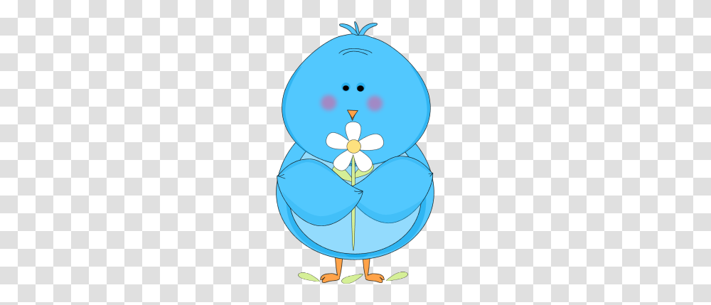 Cute Winter Bird Clip Art Blue Bird Holding A White Flower Clip, Balloon, Pattern, Ornament Transparent Png