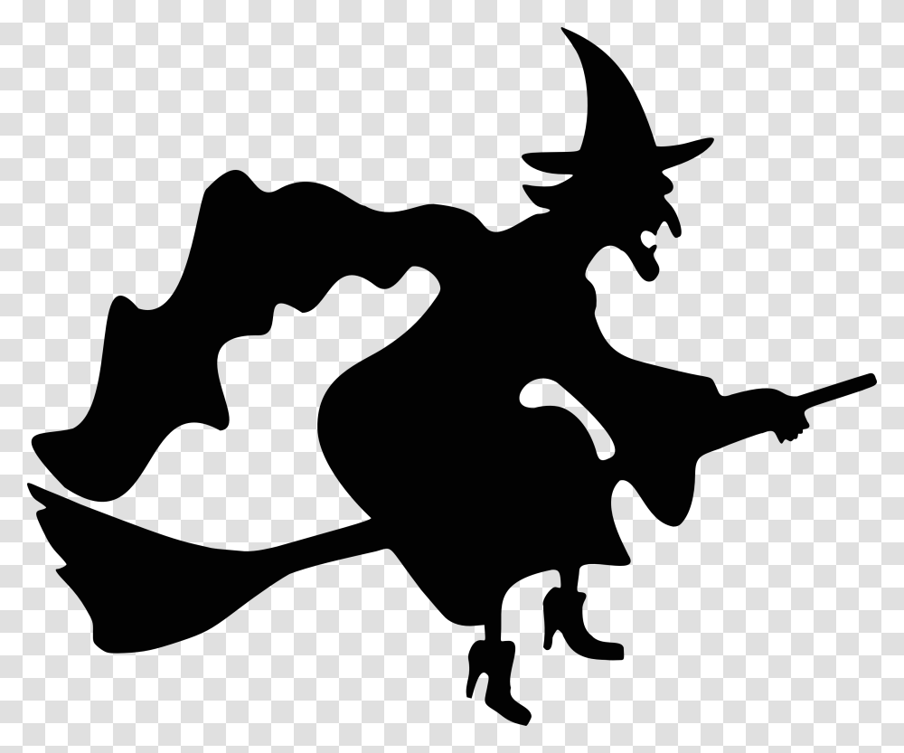 Cute Witch Clipart, Silhouette, Stencil Transparent Png