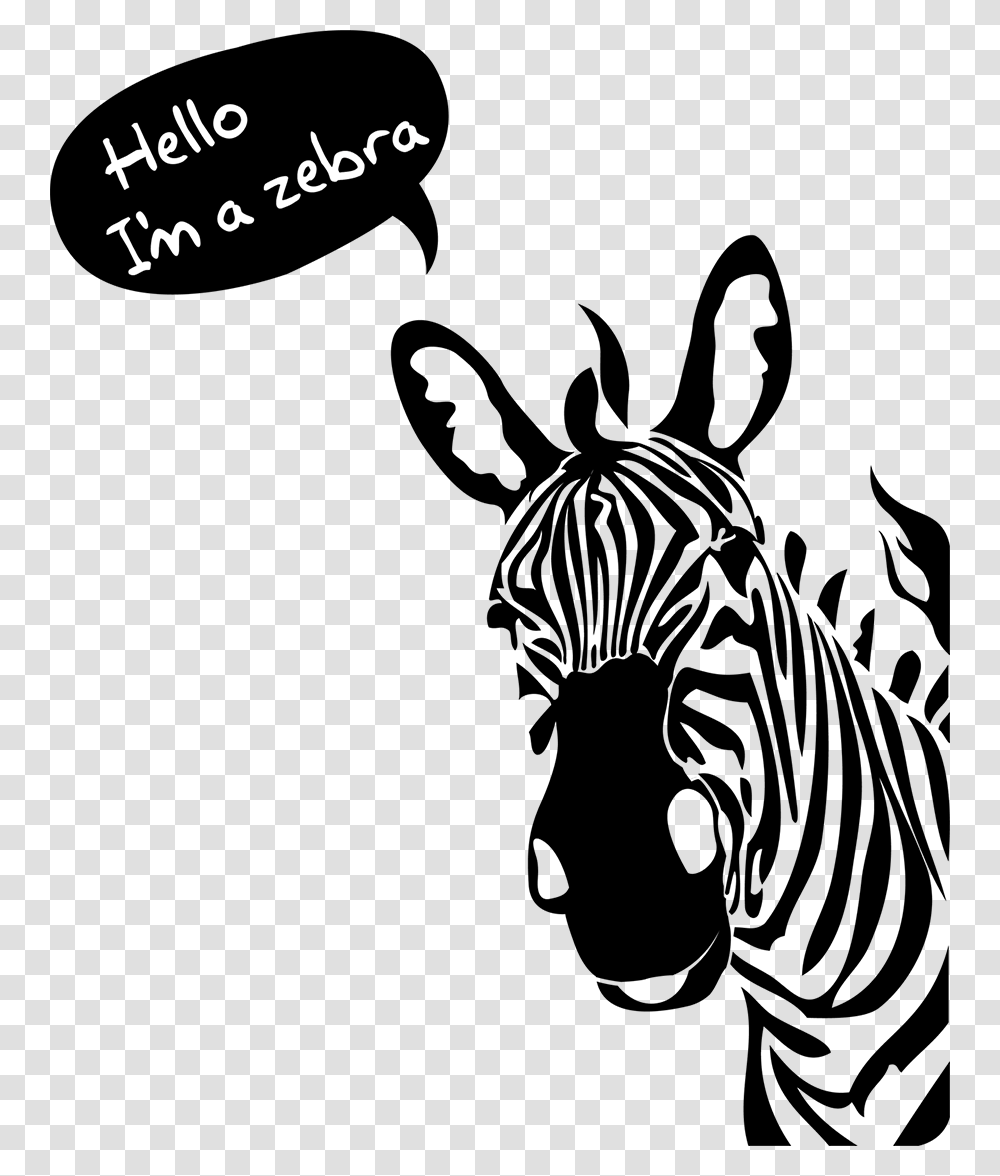 Cute Zebra Wallpapers Black And White Mural Saying, Stencil, Mammal, Animal, Wildlife Transparent Png