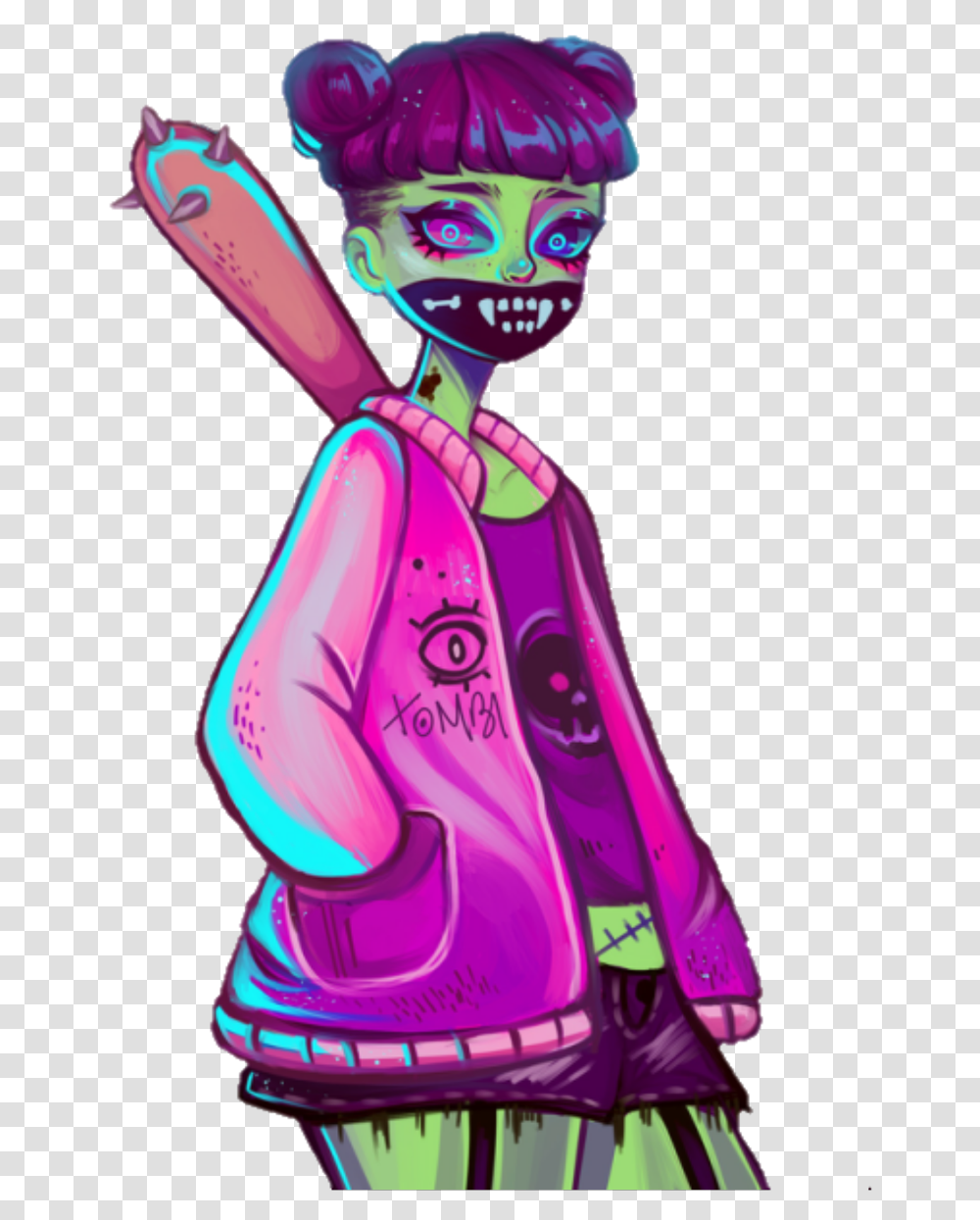 Cute Zombie Girl Art Drawing Colorful Illustration, Toy Transparent Png