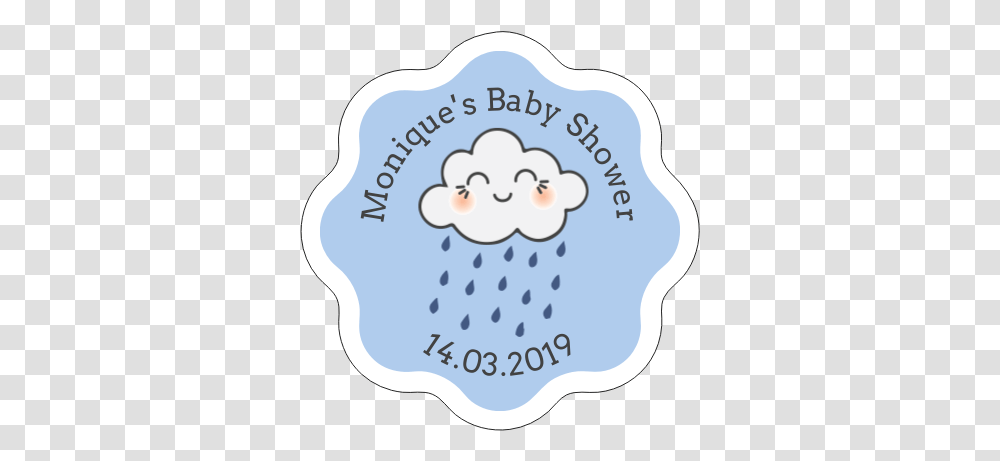 Cutie Cloud Baby Shower Sticker Blue Clip Art, Text, Label, Birthday Cake, Dessert Transparent Png
