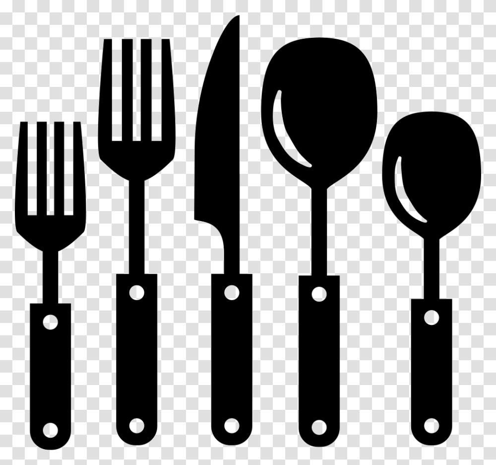 Cutlery Set Of Five Pieces Kitchen Utensils Clipart, Fork Transparent Png
