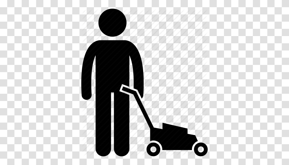 Cutter Gardening Grass Holding Lawnmower Man Trimming Icon, Piano, Leisure Activities, Musical Instrument, Tool Transparent Png