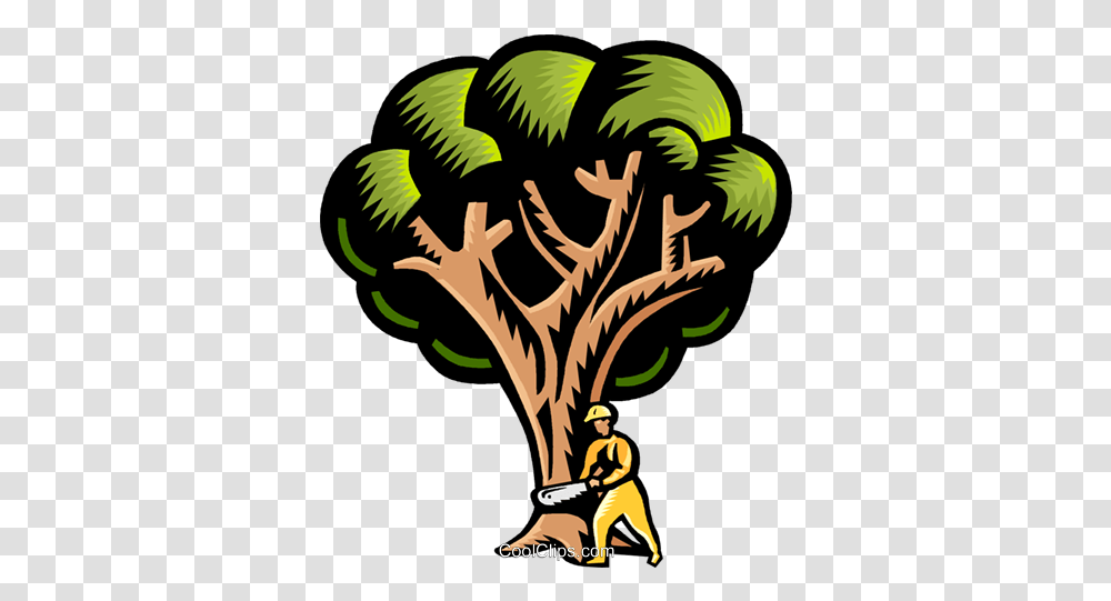 Cutting Down A Tree Royalty Free Vector Clip Art Clip Art, Person, Human, Plant, Stencil Transparent Png