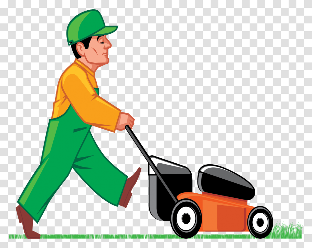 Cutting Grass Clipart, Person, Human, Lawn Mower, Tool Transparent Png