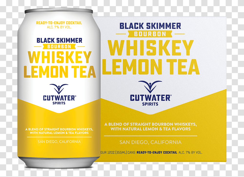 Cutwater Black Skimmer Whiskey Lemon Tea Beer, Advertisement, Poster, Bottle, Flyer Transparent Png