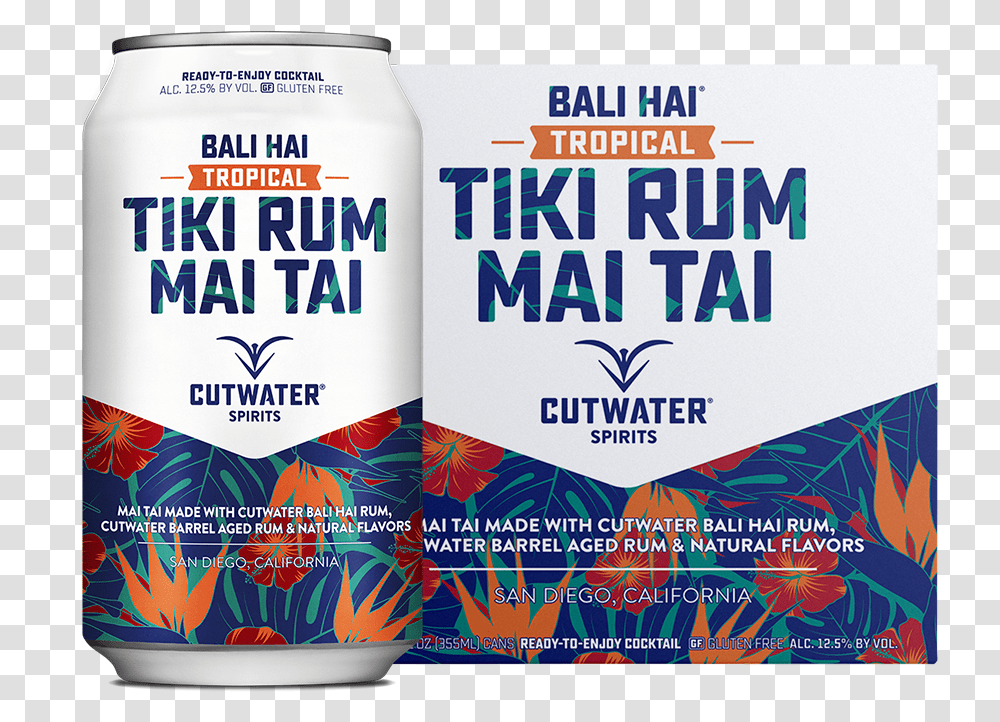 Cutwater Tiki Rum Mai Tai 4 Pack Tiki Rum Mai Tai Cutwater, Poster, Advertisement, Flyer, Paper Transparent Png