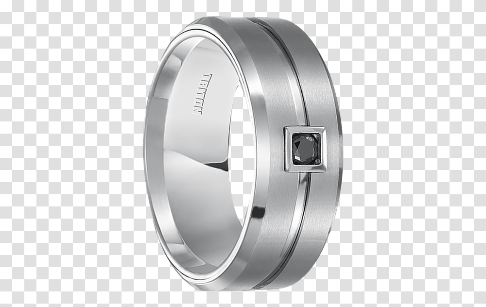 Cwt Genuine Black Diamond Ring White Tungsten Titanium Ring, Wristwatch, Aluminium, Platinum, Steel Transparent Png