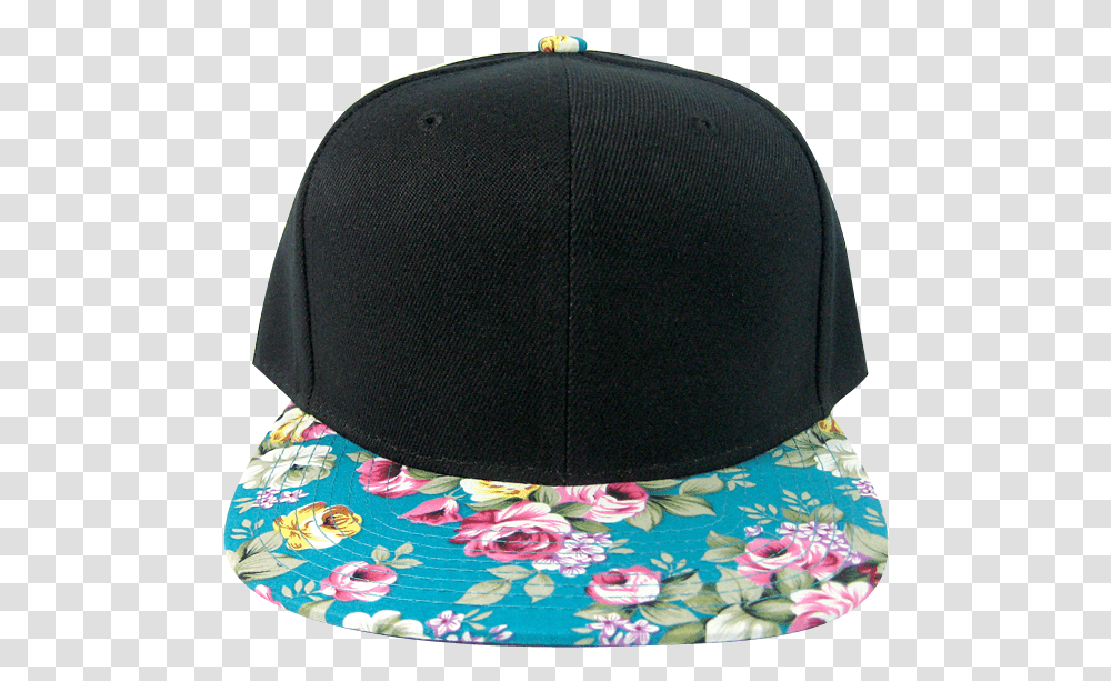 Cyan Rose Floral Snapback Baseball Cap, Apparel, Hat Transparent Png