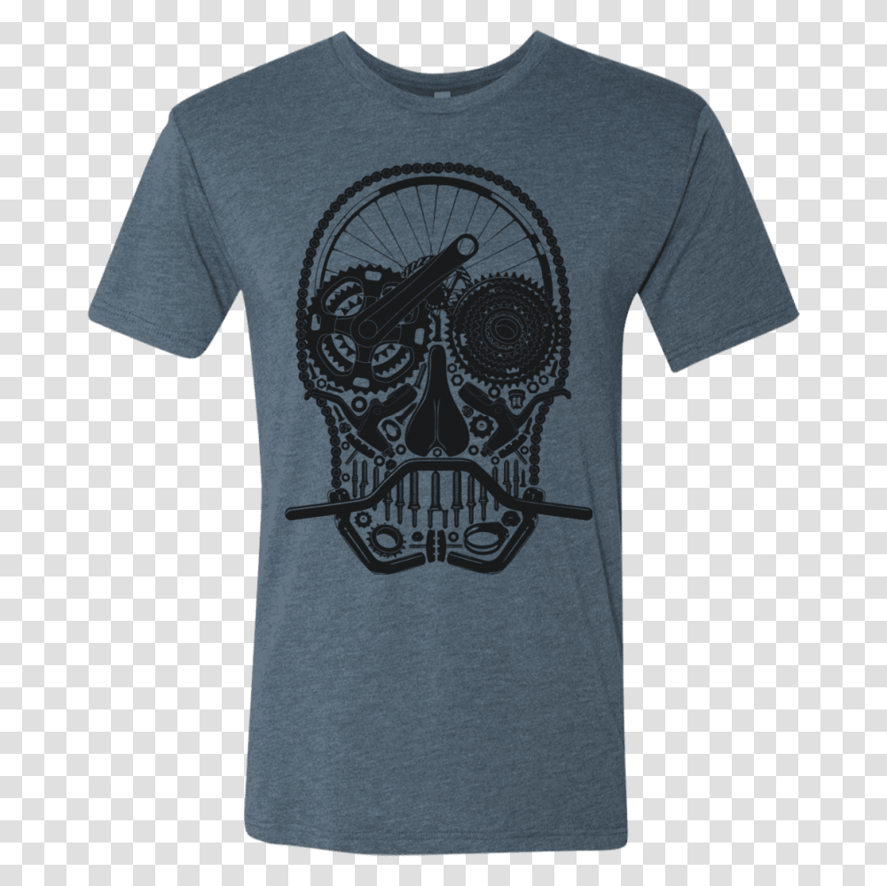 Cycling Skull Face Crew Neck T Shirt, Apparel, T-Shirt, Sleeve Transparent Png