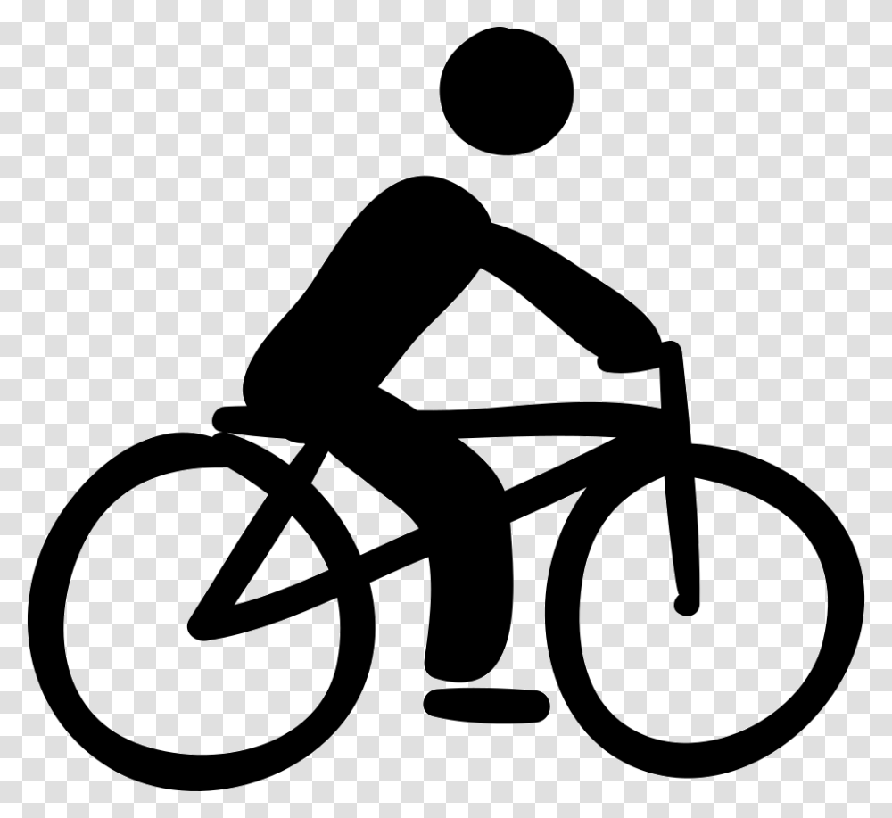 Cyclist On Bicycle Cycling Stick Figure, Chair, Furniture, Silhouette, Stencil Transparent Png